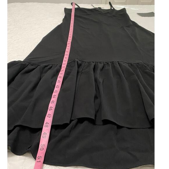 Tuckernuck Pomander Place Black Maribe Dress Midi Size Medium Asymmetrical - Picture 8 of 12